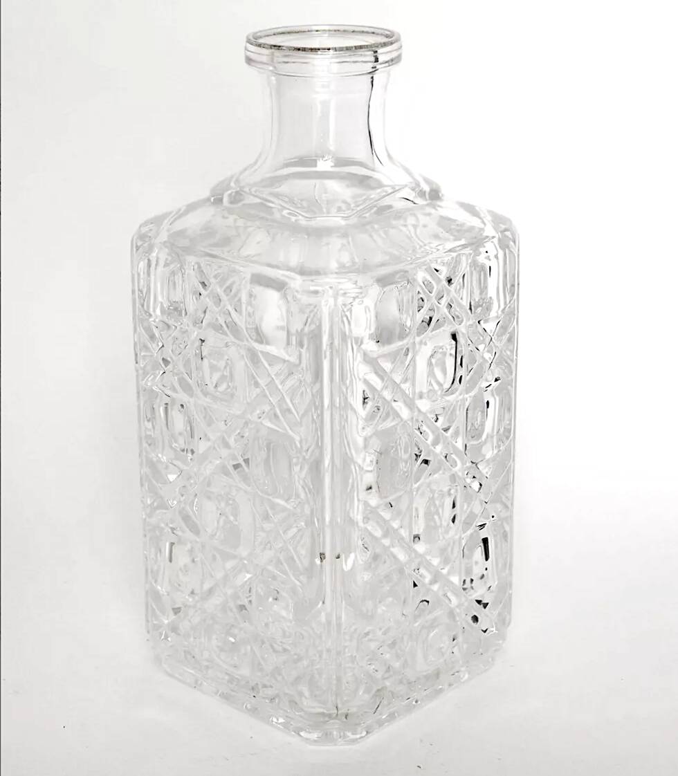 Carafe whisky en cristal motif damier