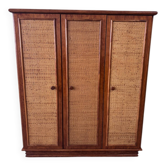 Armoire Maugrion roche bobois en rotin 1980