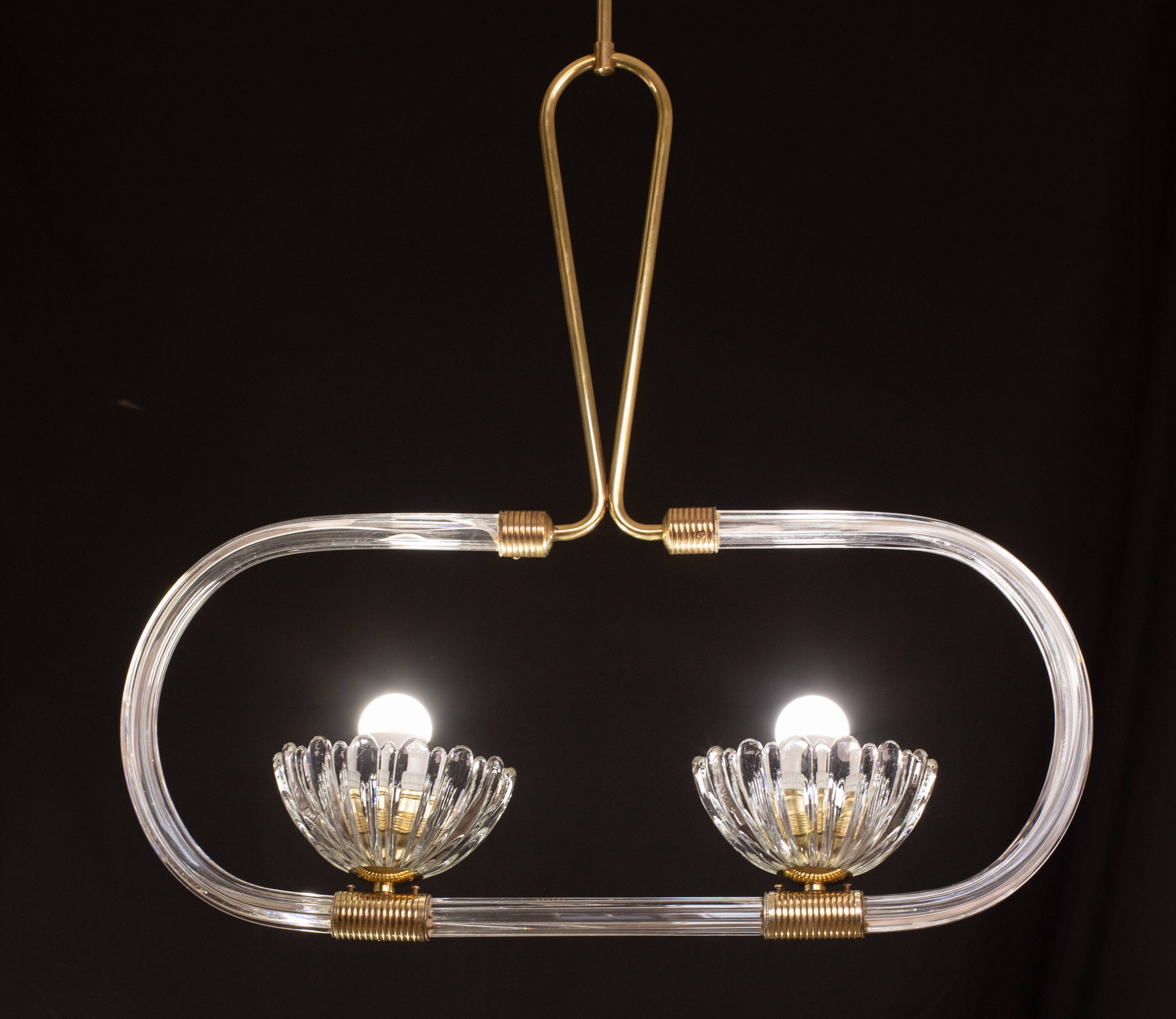 Extraordinary two-cup Art Deco candlestick by Barovier and Toso, 1940s