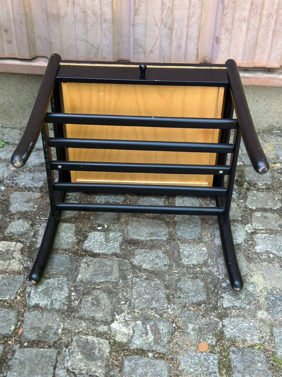 Vintage bedside table from the 1980s in black wood.