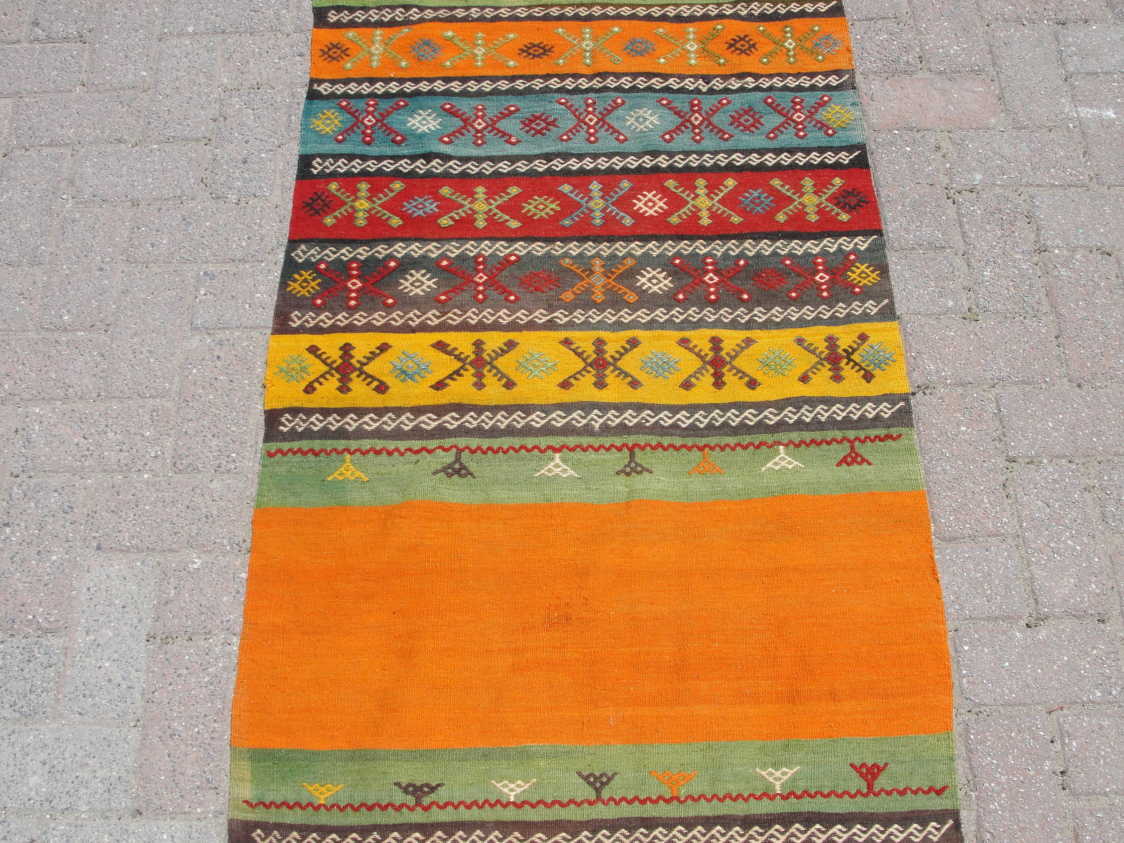 Handmade wool runner kilim rug