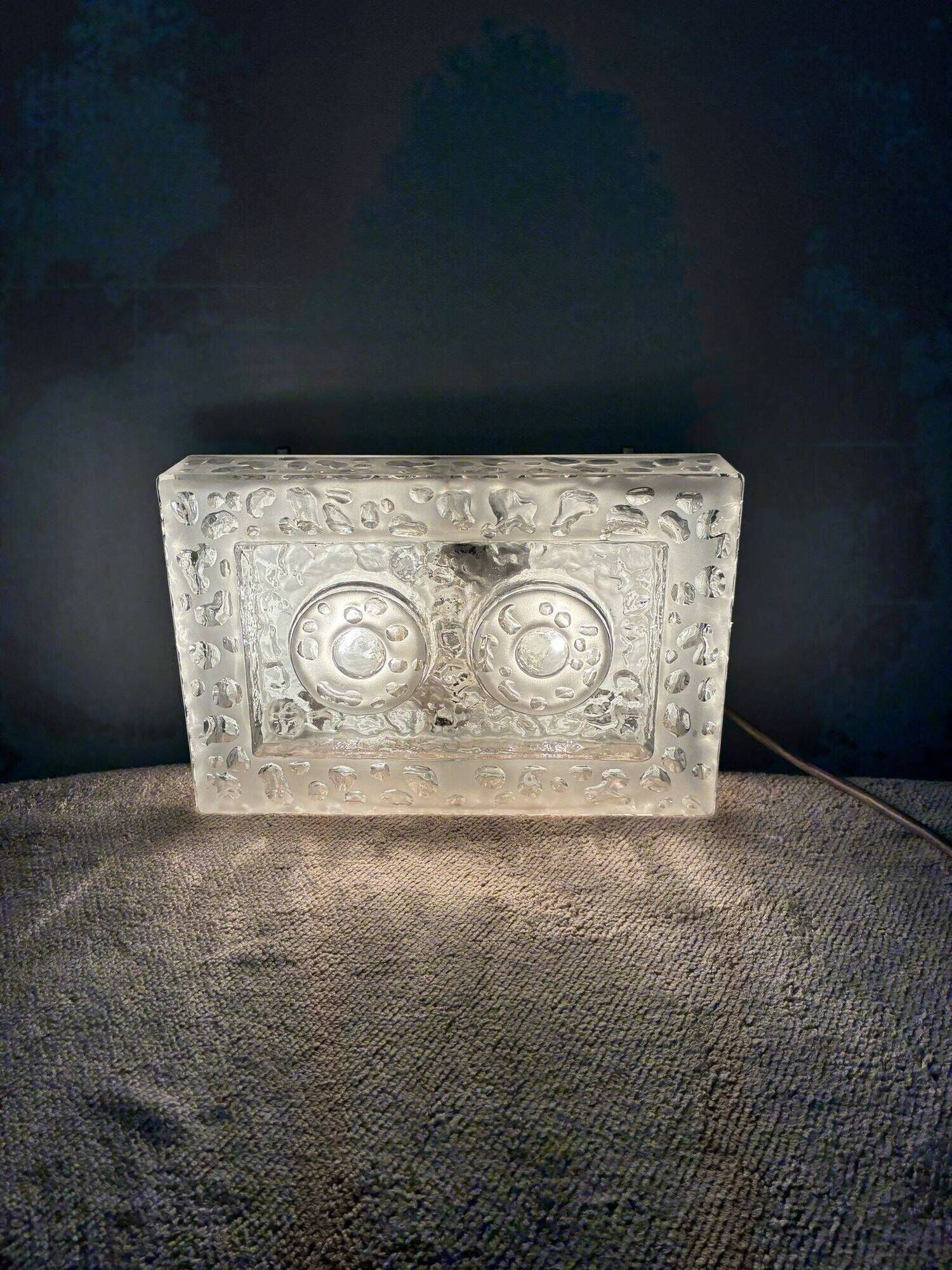 BEGA brutalist wall or ceiling light, pressed glass, 1960s-70s