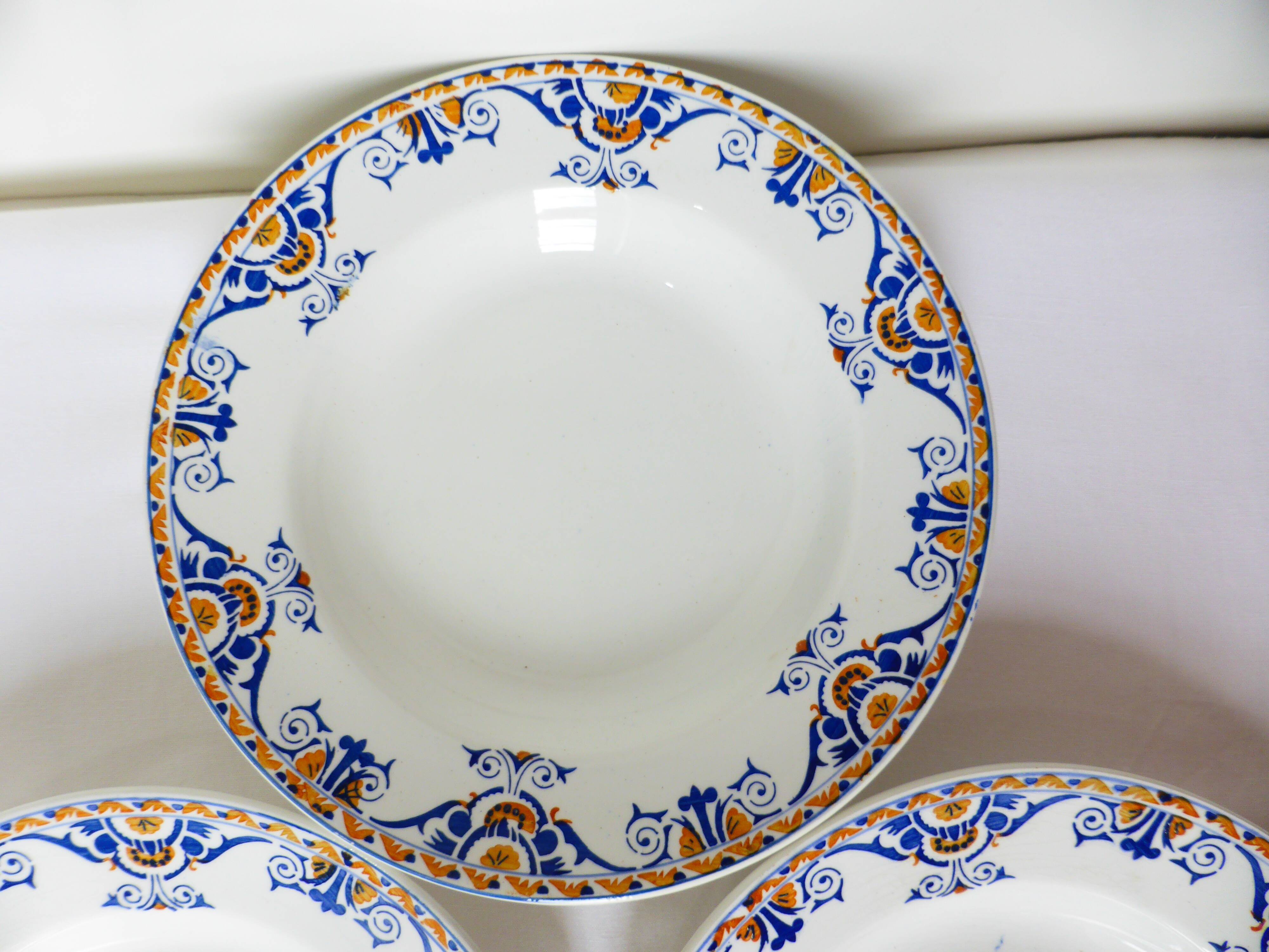 3 vintage soup plates from Moulin des Loups et Hamage, St Gast model 220525