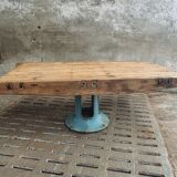 Antique dining table XXL on industrial machine leg