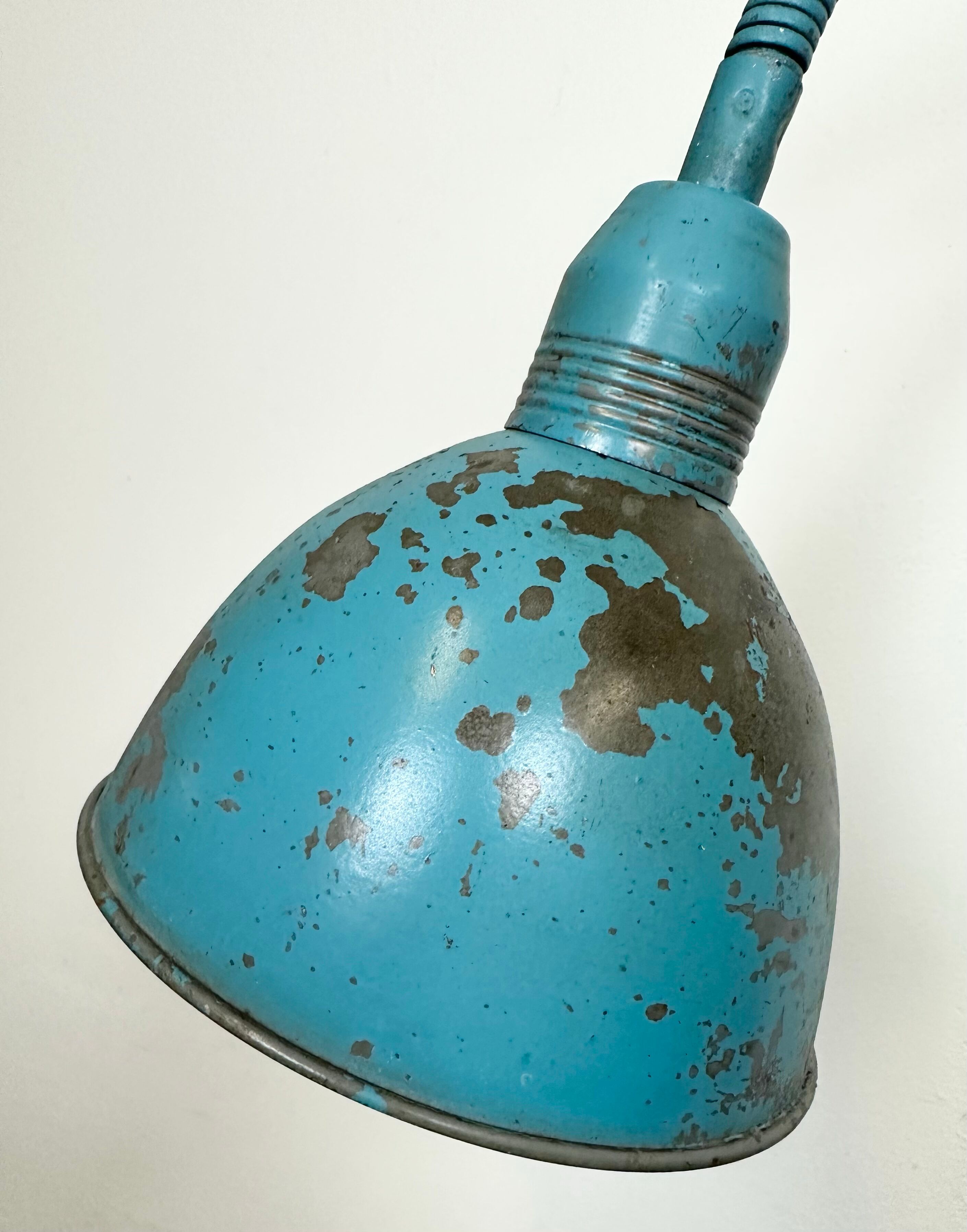 Blue Industrial Scissor Wall Lamp from Elektroinstala, 1960s