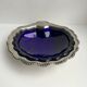 Empty-pocket / butter bowl shell in silver metal and blue glass 60s