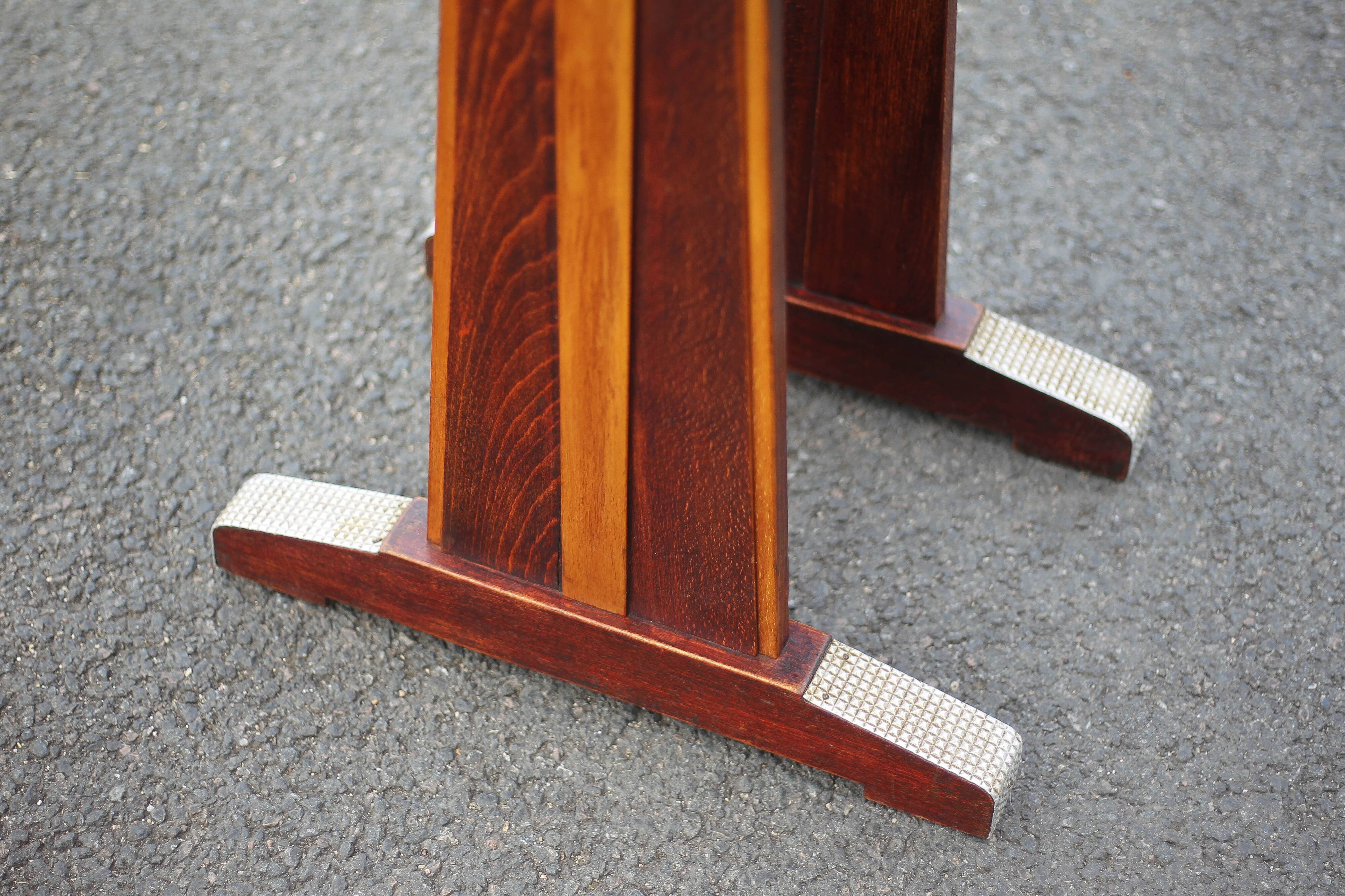 Vintage formica bistro table, wooden base side table