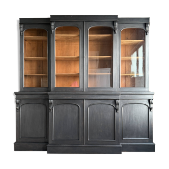 Bibliothèque vitrée patinée noire