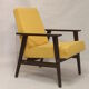 Armchair Henryk Lis 300-190 years 1970 yellow fabric Pierre Frey.