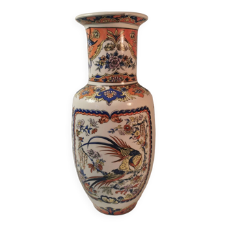 Jp derevia, ceramic vase with pheasants, signed at the bottom