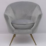 Attributed to Federico Munari Mid-Century Modern Italian Velvet Armchairs, 1950s