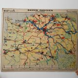 Ancienne carte scolaire Hachette – Bassin parisien & Région parisienne