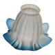 Abat jour tulipe ancienne en verre transparent bord bleu