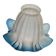 Abat jour tulipe ancienne en verre transparent bord bleu