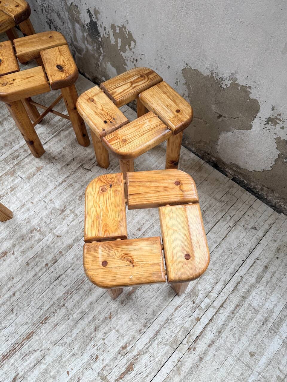Set of 6 Olof Ottelin stools, Finland 1950.