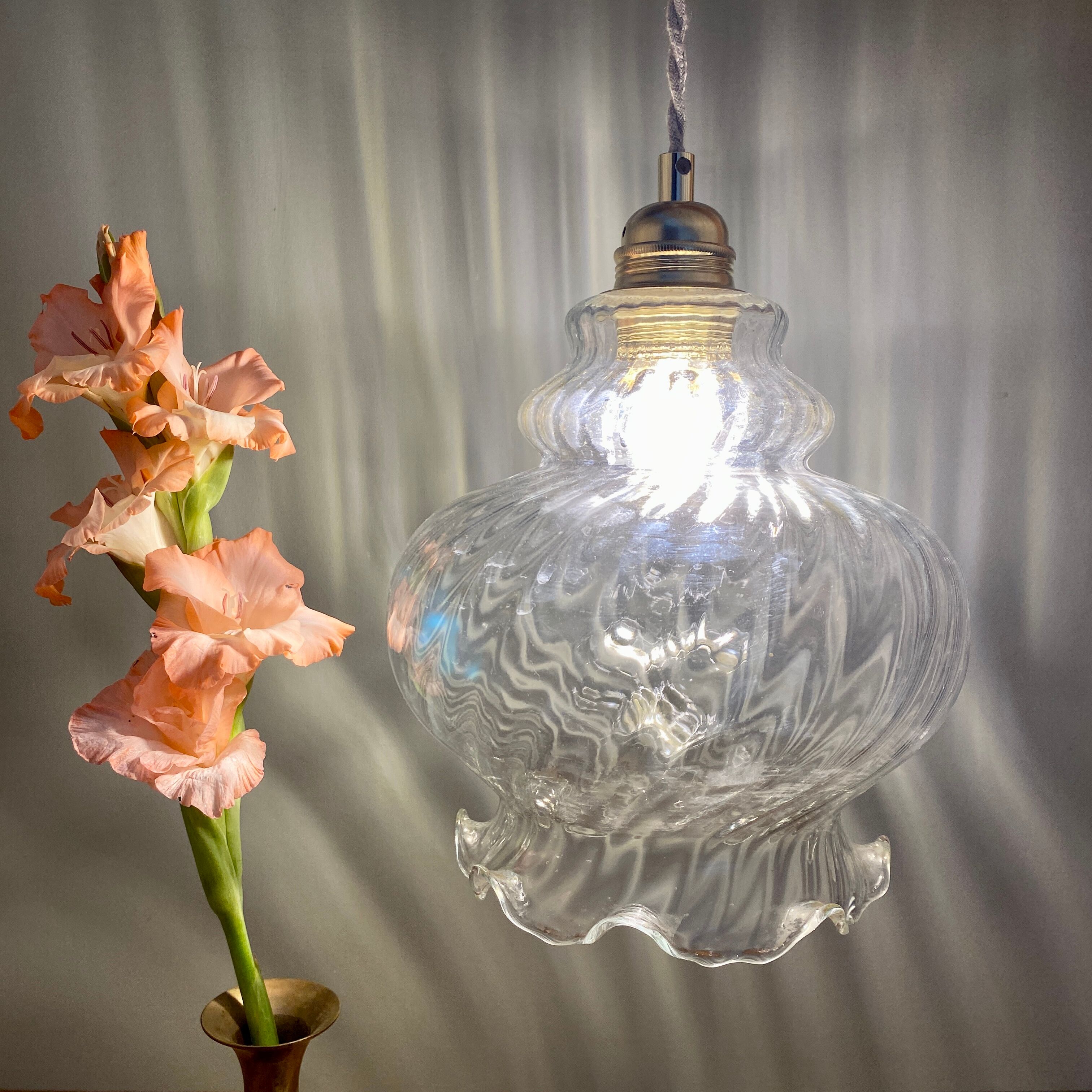 Vintage glass globe pendant lamp