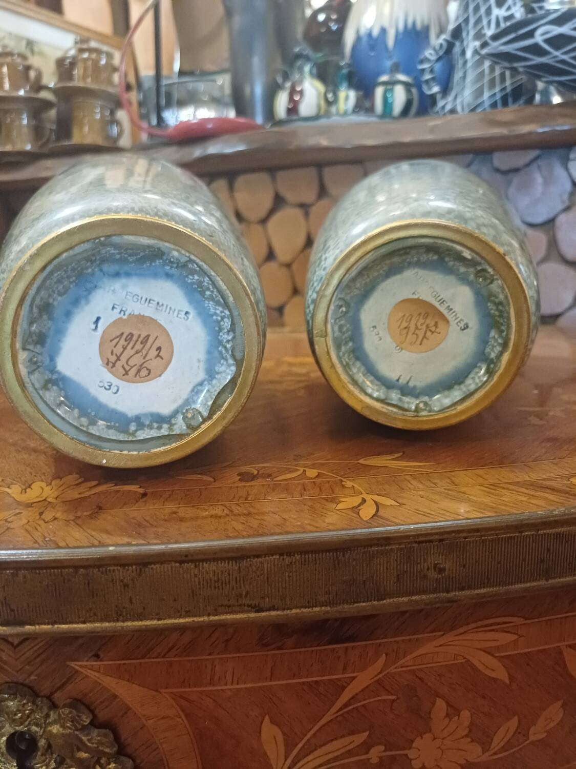 Very pretty pair of vases, Sarreguemines earthenware, early 20th century, sold