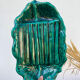 Vallauris dish in vintage asparagus green ceramic slip
