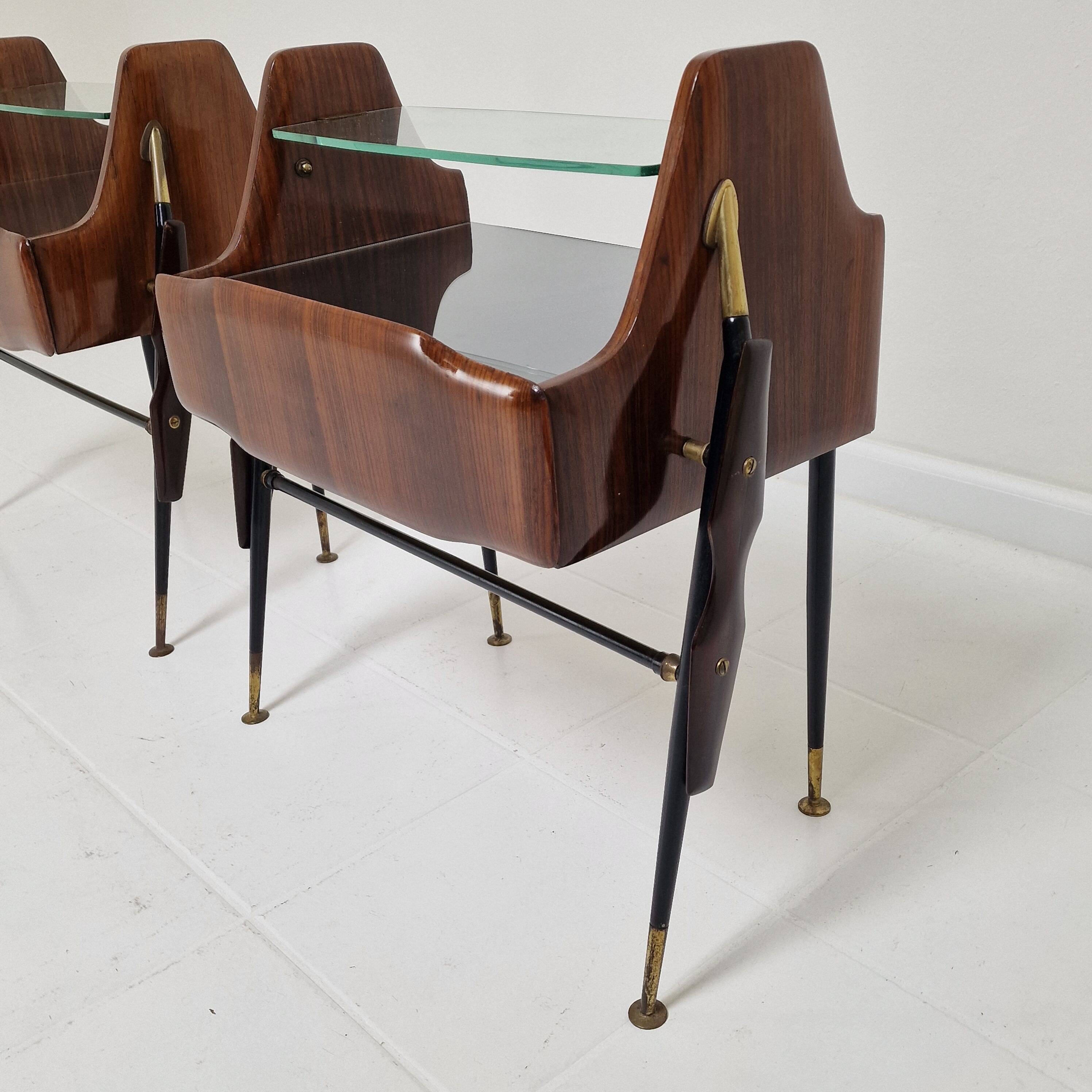 Ico Parisi Style Bedside Tables or Nightstands, Italy 1950's