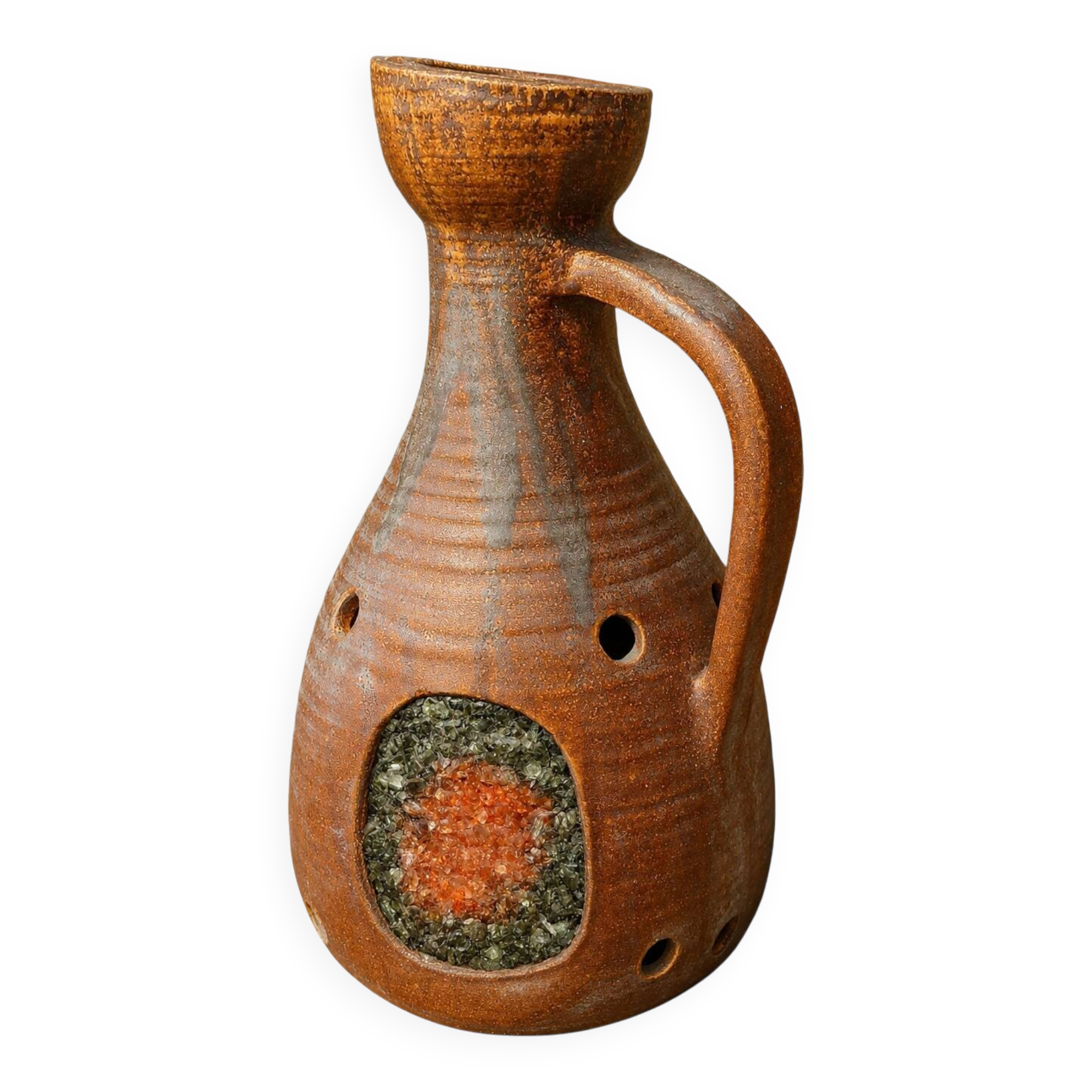 Ceramic lamp with enamel and glass inclusions