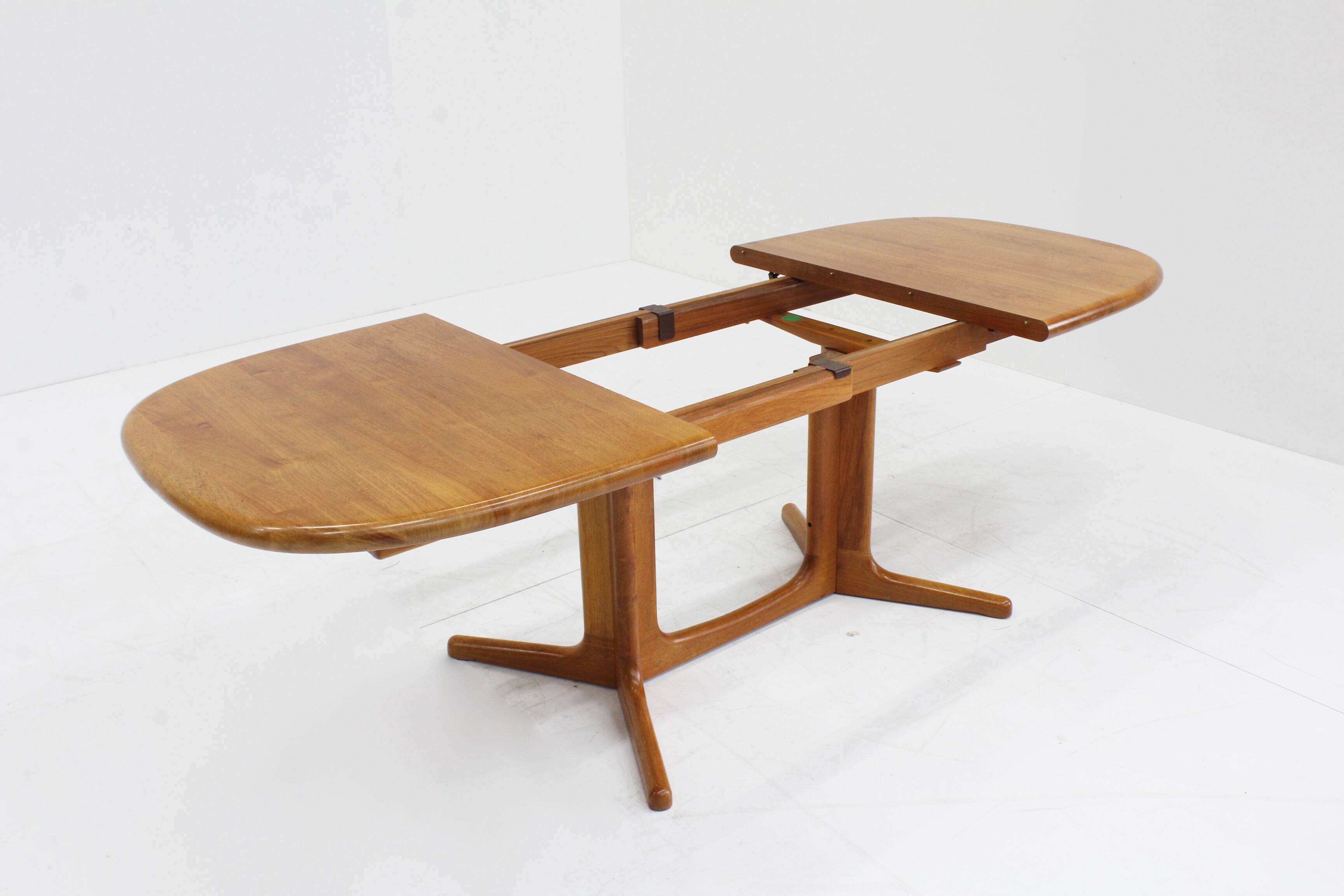 Vintage Glostrup Danish oval extendable dining table solid teak 1960s
