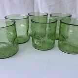 6 vintage green glasses