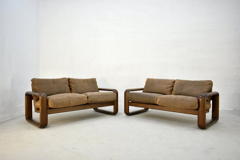 Pair of Rosenthal Studio Line Model Hombre Leather Sofa by Burkhart Vogtherr, Germany 1975
