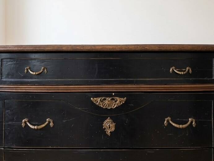 Napoleon III black and brass commode