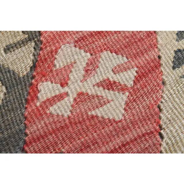 1970s Turkish Oushak Handmade Wool Cotton Red Kilim Runner Rug 130x400