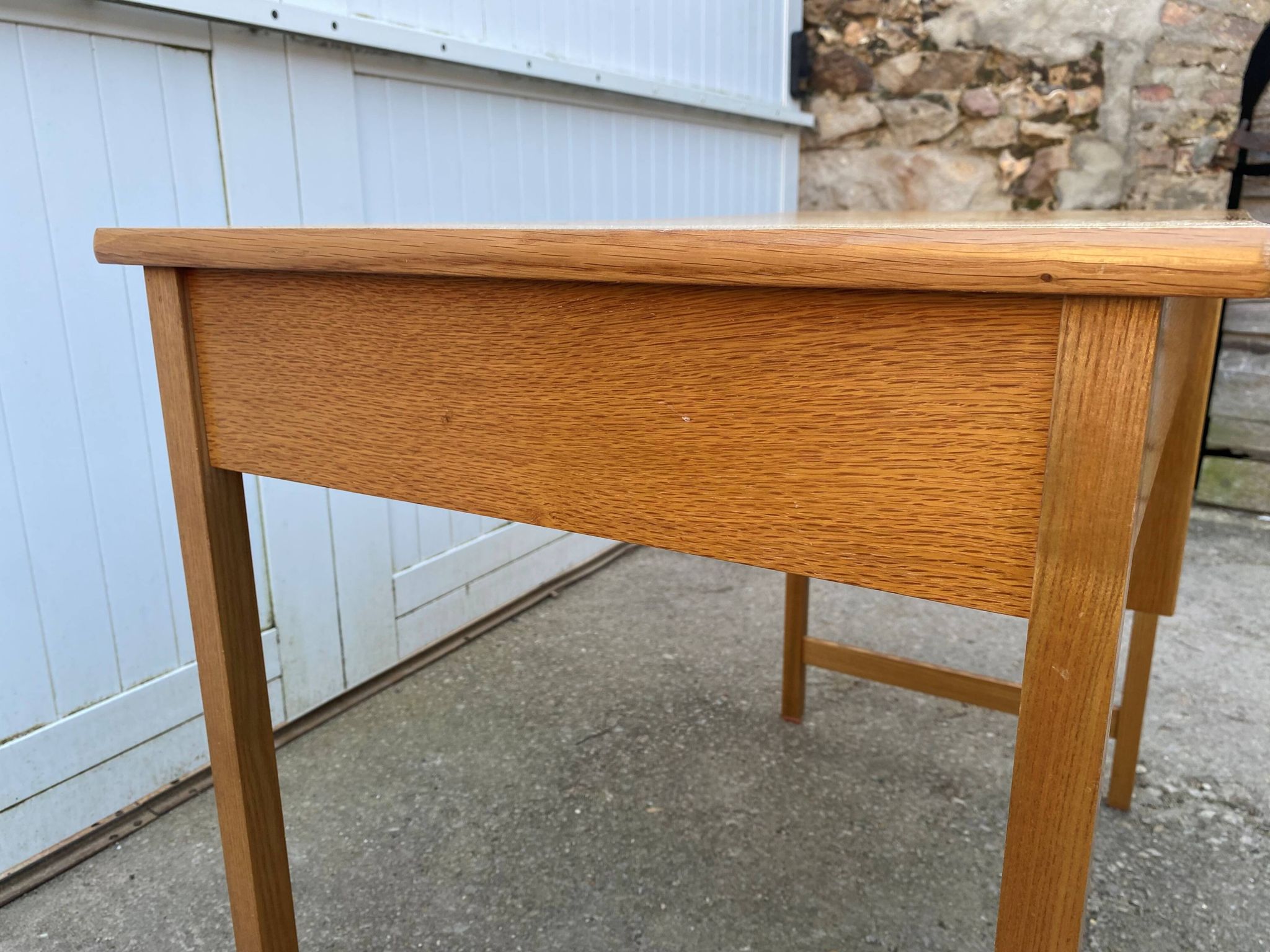 Scandinavian desk in light teak wood with 3 + 1 drawers, vintage from the 60s