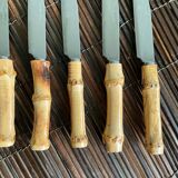 6 small vintage bamboo knives
