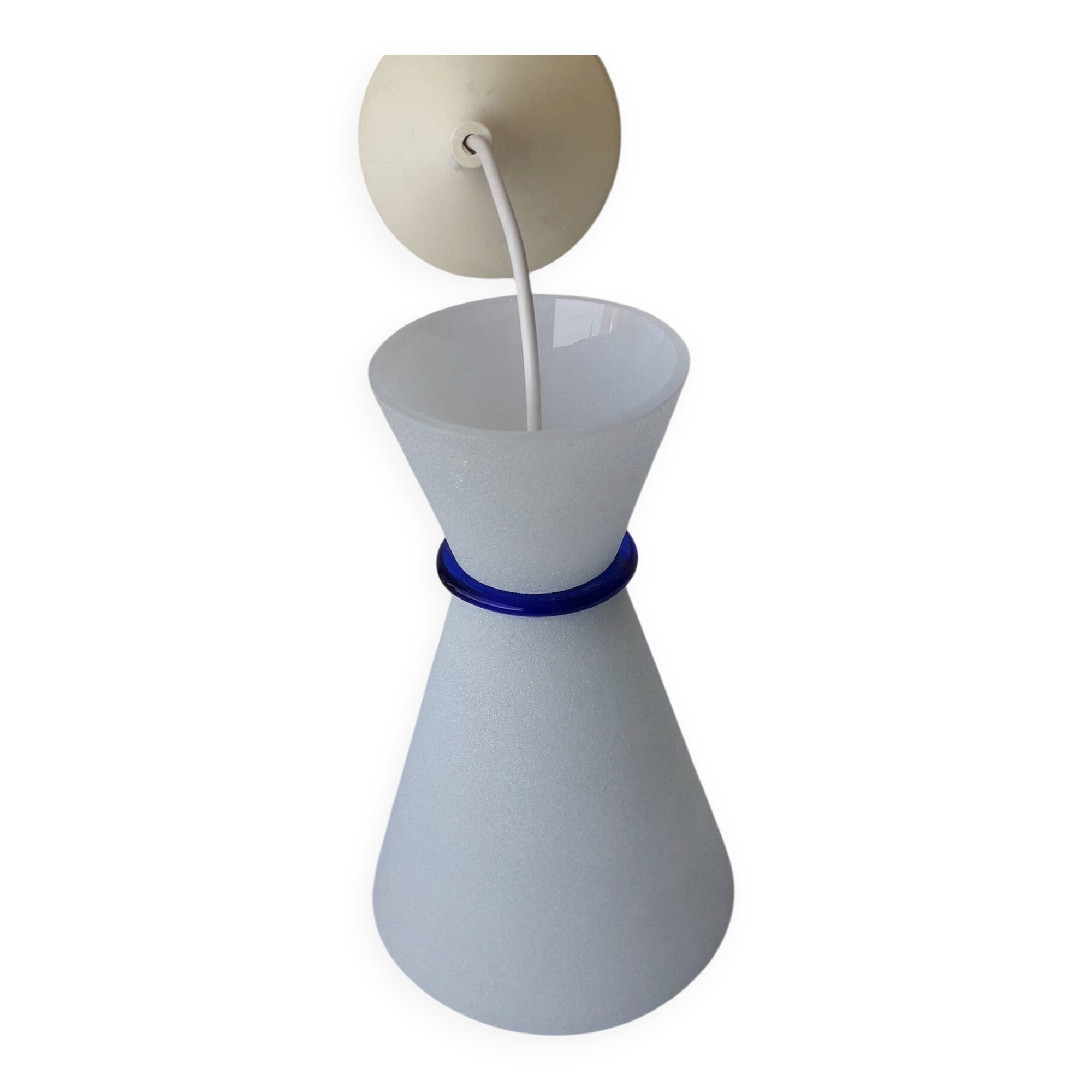 Suspension blanche et bleue en verre