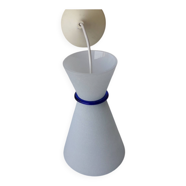 Suspension blanche et bleue en verre