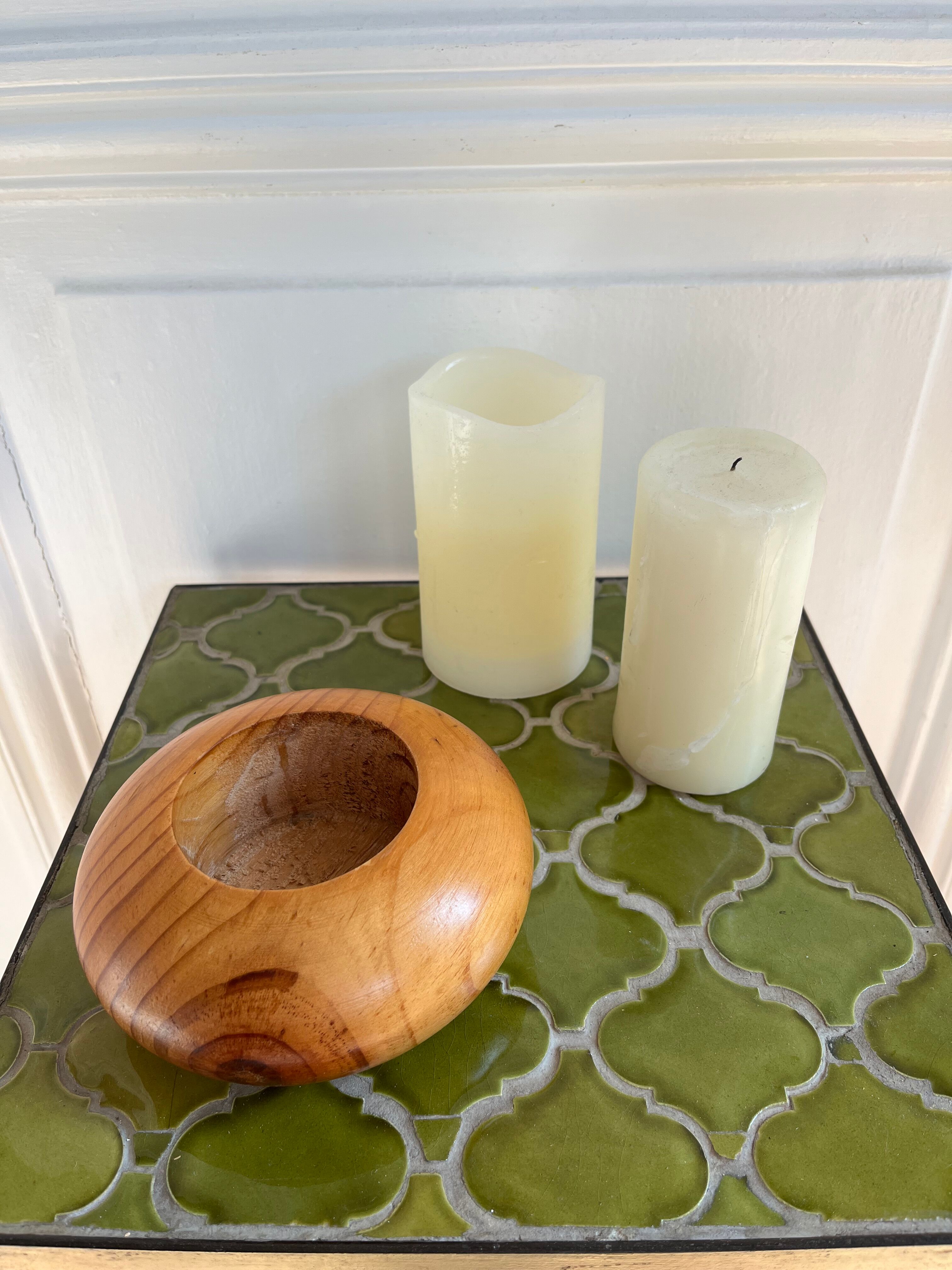 Vintage wooden candle holder