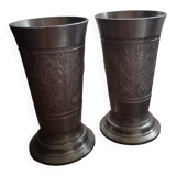 Duo of pewter vases