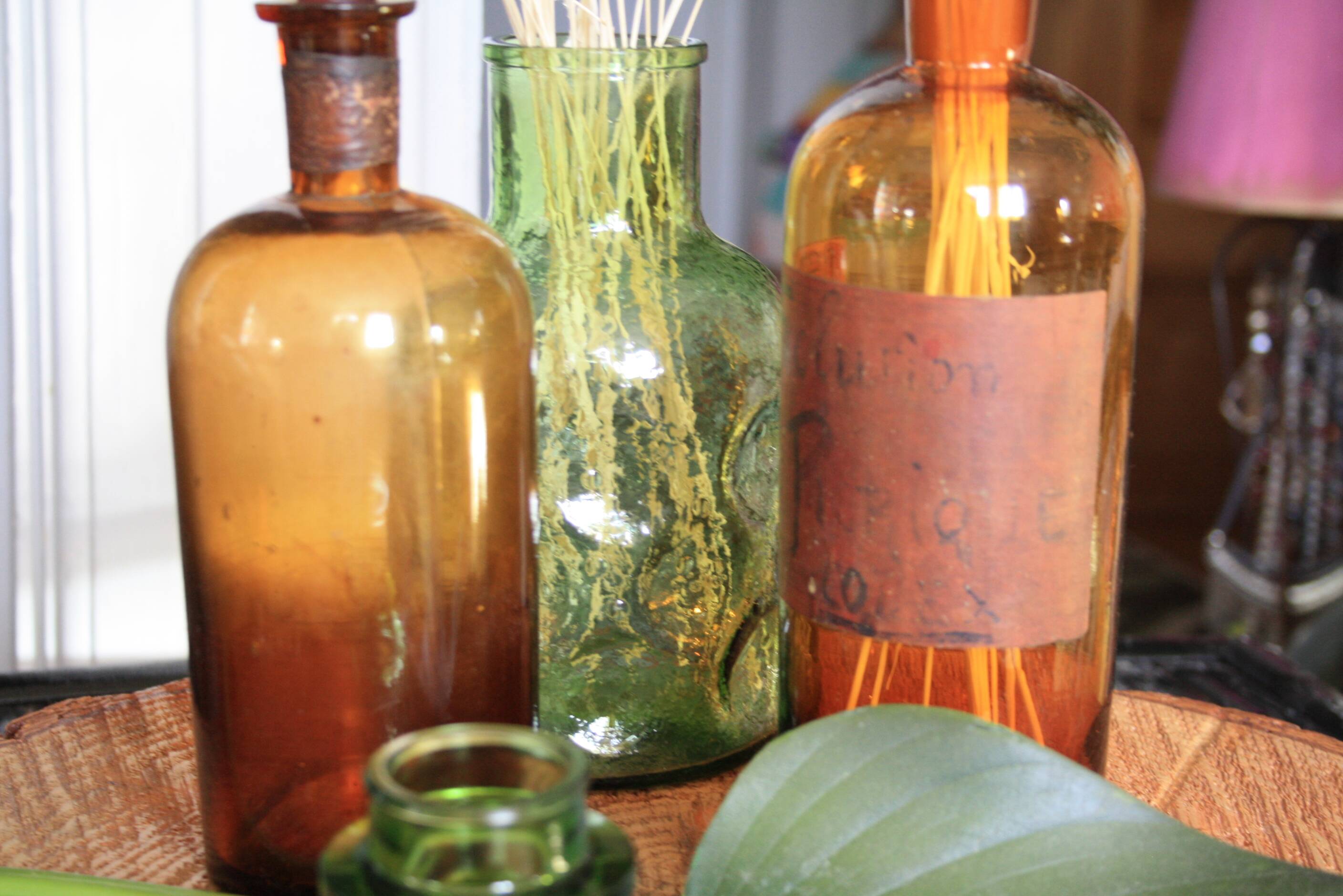 Lot of bottles and carafe