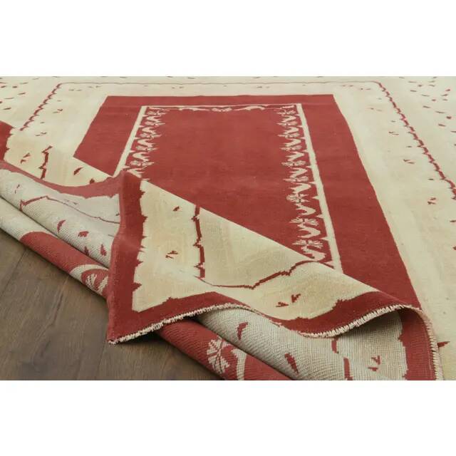 1970s Vintage Turkish Oushak Handmade Wool Cotton Beige Area Rug 194x263