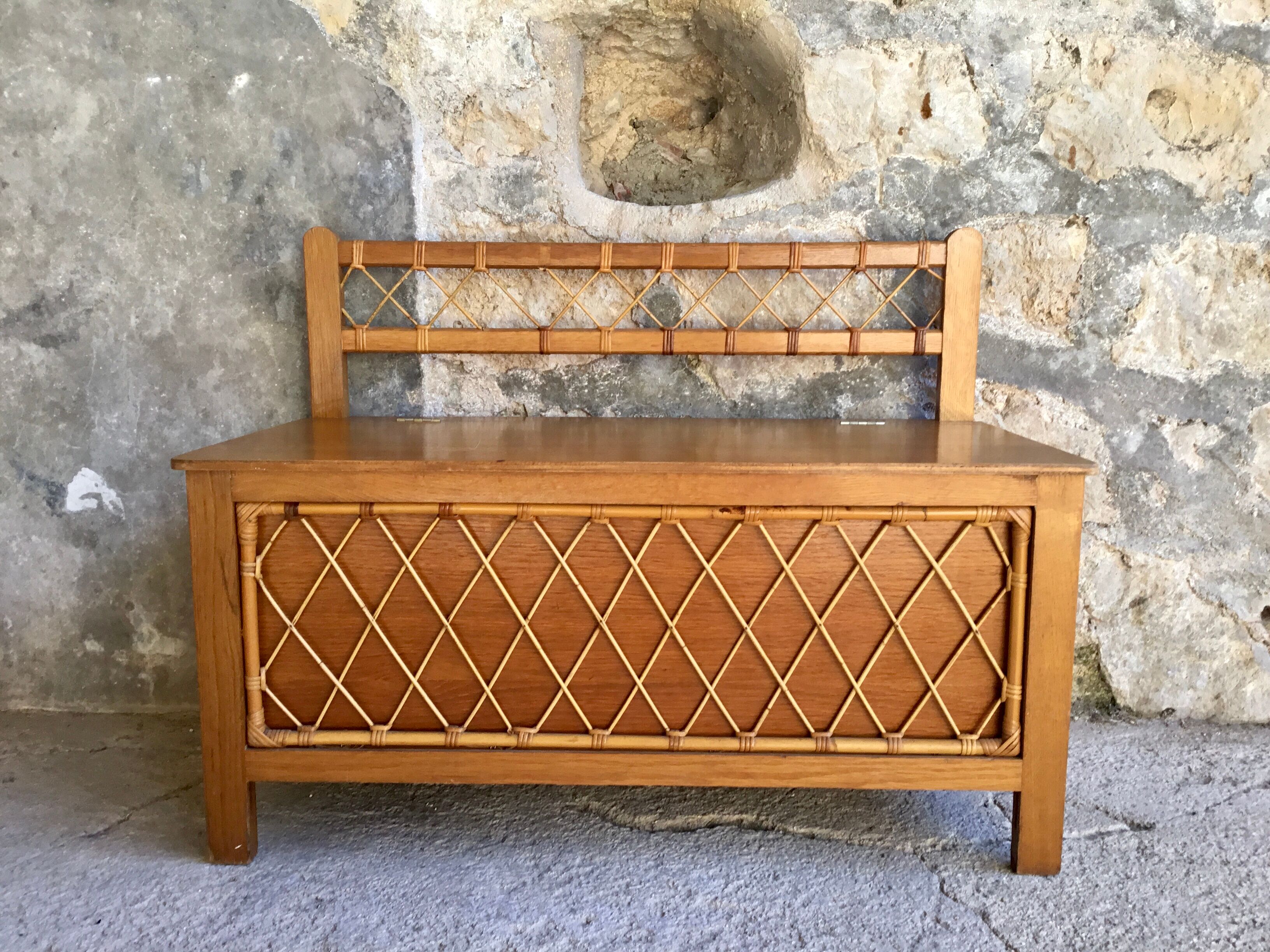 Vintage toy chest or rattan children's bench - 1960