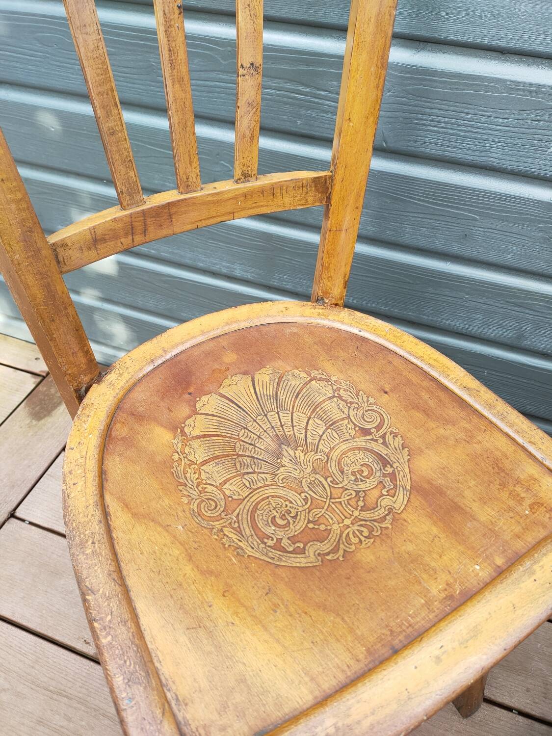 Pair of vintage beech bistro chairs