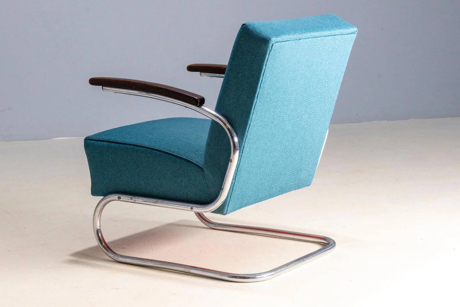 Pair of tubular armchairs model S 411, mid-20th century