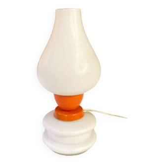 Bedside lamp in opaline glass and orange metal, 1970s