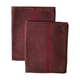 Set of two old tea towels in pure linen tinted in burgundy