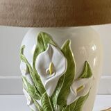 Italian ceramic lamp with arum flowers