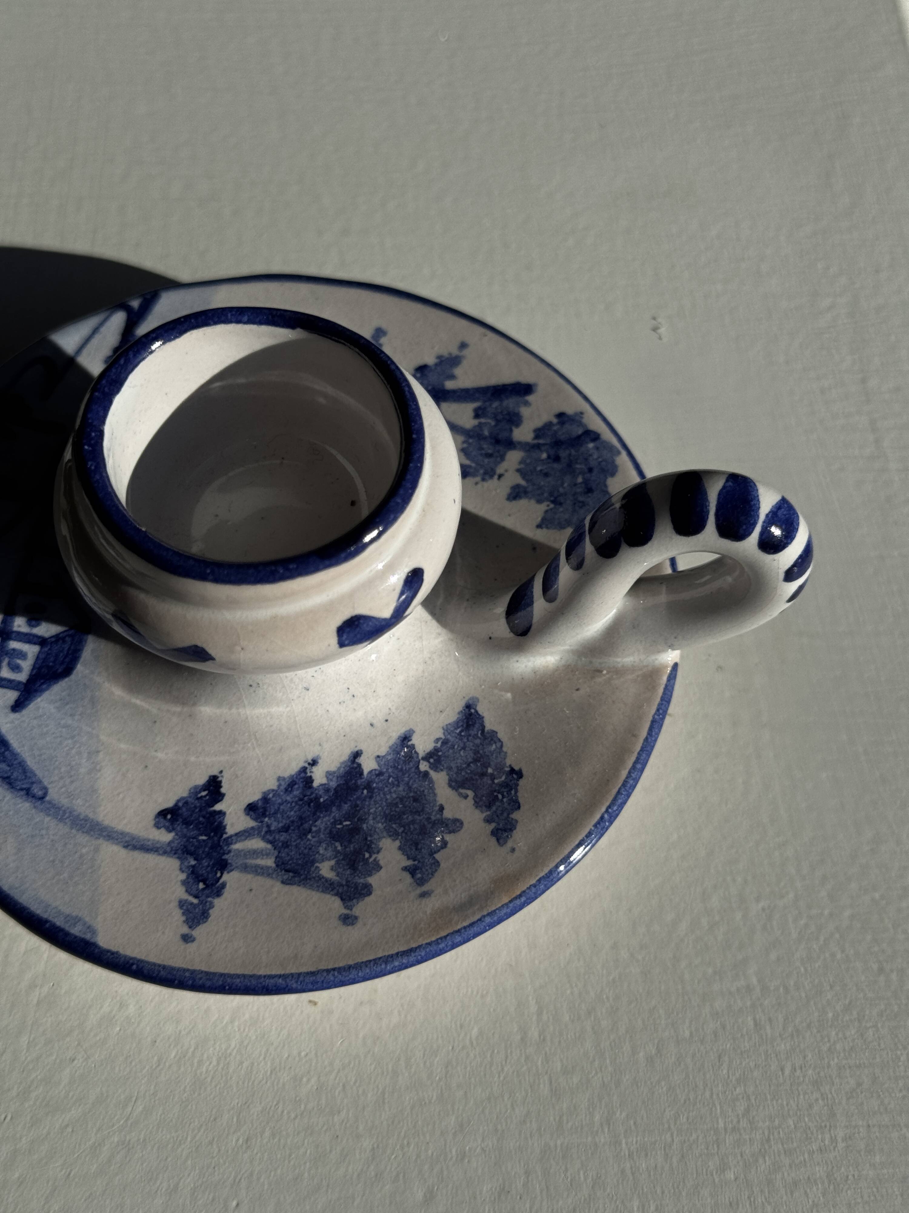 Dutch white and blue candlestick with windmill pattern H5 D10