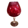 Red godronated glass vase