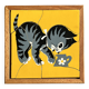 Wooden frame puzzle from the 1940s/50s depicting a cat on a yellow background.