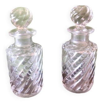 Baccarat Crystal Pair of Antique Bamboo Model Bottles, 19th Century