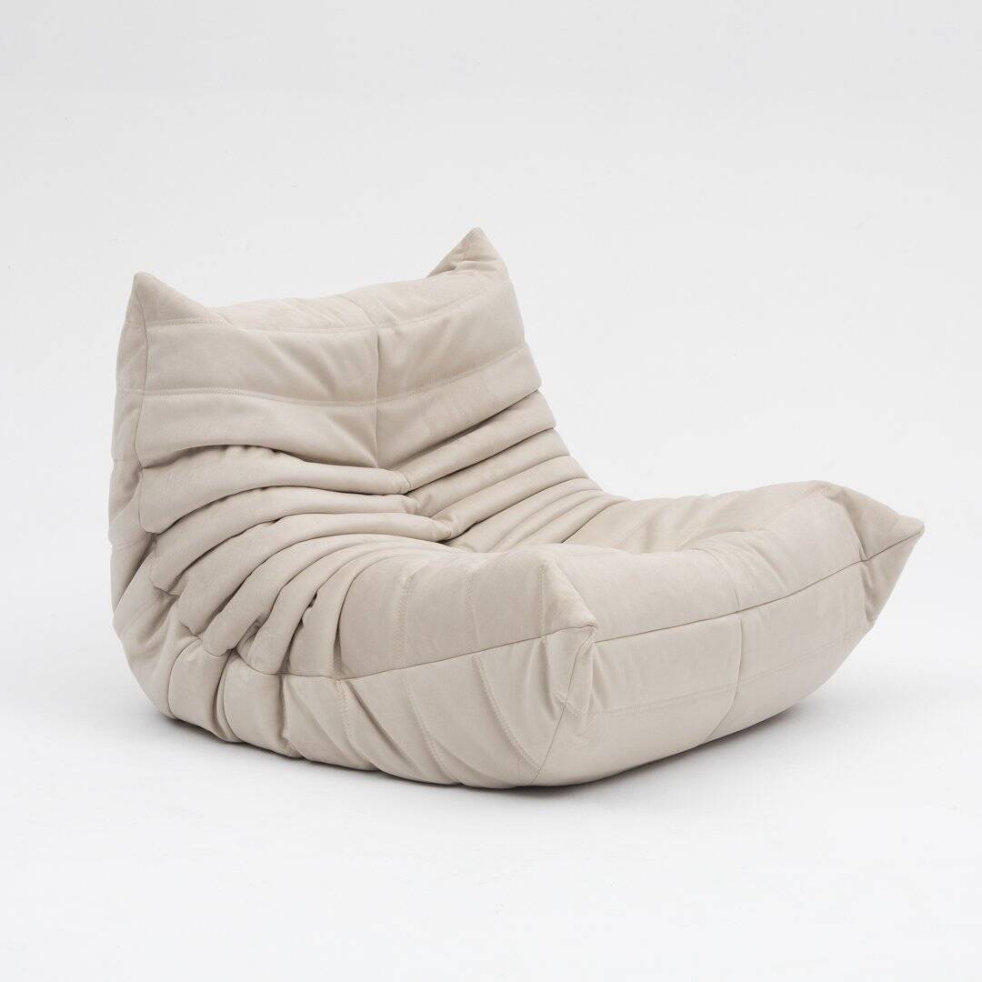 Togo lounge chair in cream fabric by Michel Ducaroy for Ligne Roset