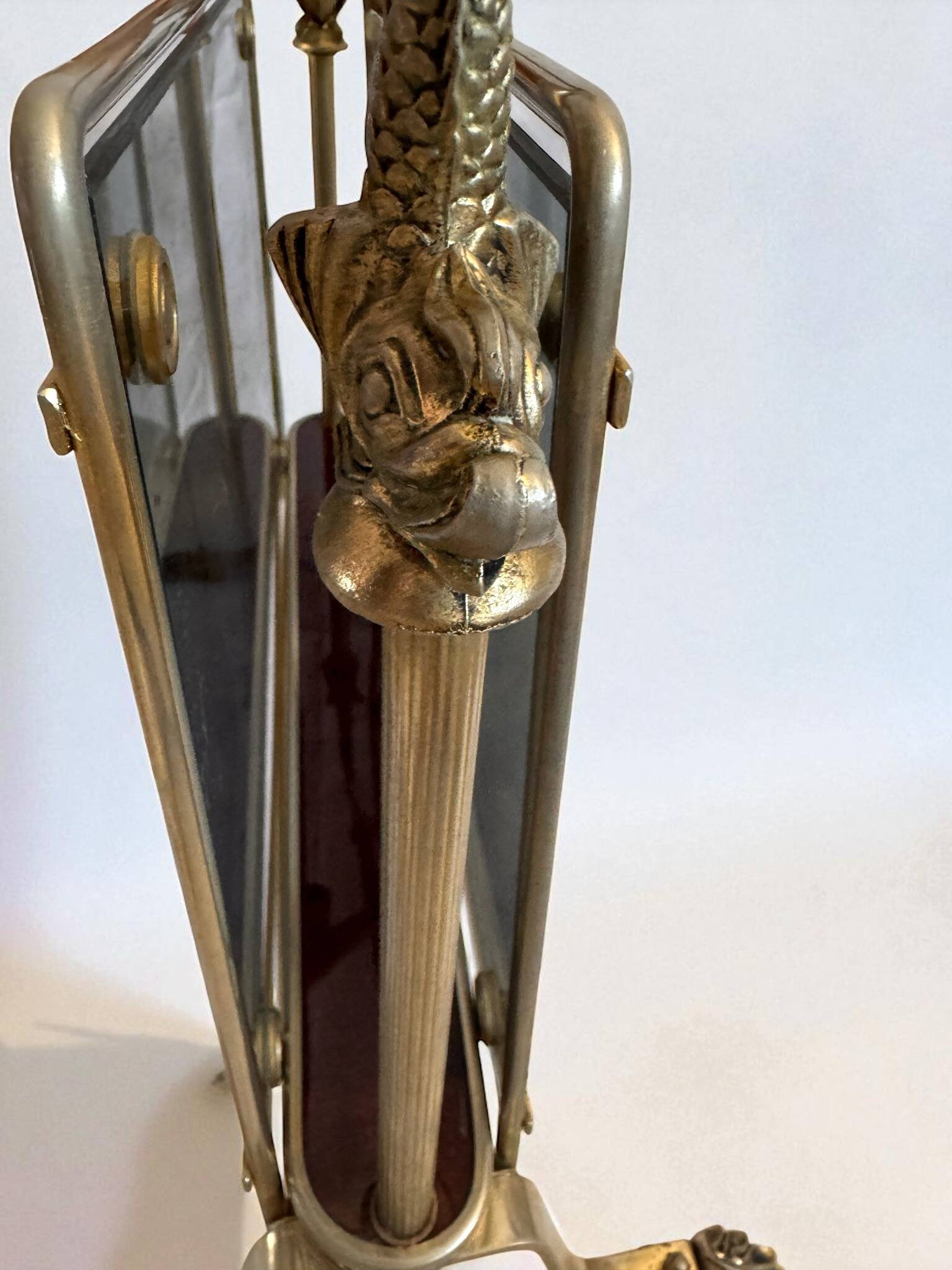 Magazine rack in brass and smoked glass, Maison Jansen style, 1950s