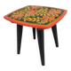 Tabouret Khokhloma en bois 1960